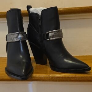 DKNY Black Ankle Boots with Metallic Detail